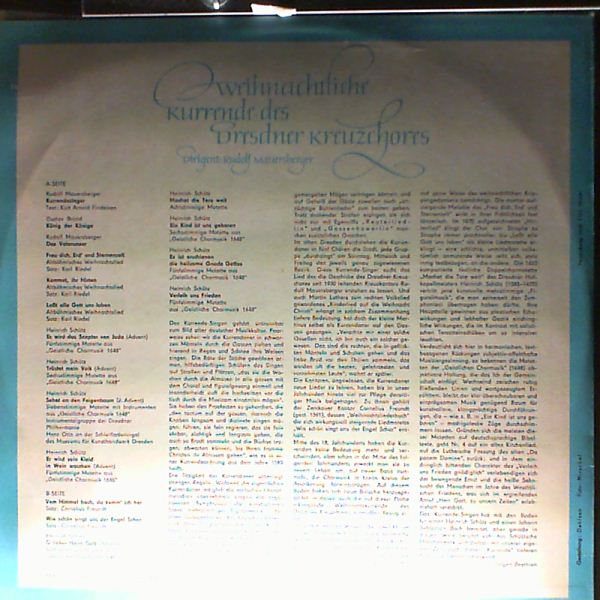 Dresdner Kreuzchor (cond. Mauersberger R.) — Weihnachtliche Kurrende Des Dresdner Kreuzchores