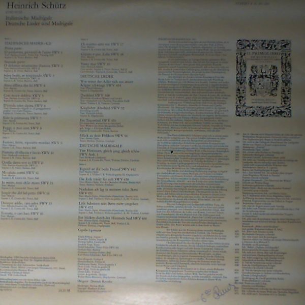 Italian Madrigals (con. D. Knothe) — H. Shutz: Capella Lipsiensis