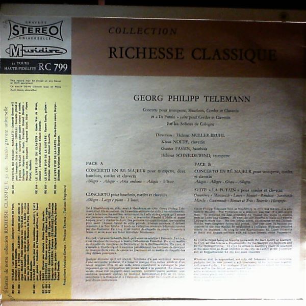 Les Solistes de Cologne (dir. Muller-Bruhl H.) — Telemann G.Ph. - Concerti pour trompette, hautbois, cordes et clavecin; "La Putain" suite
