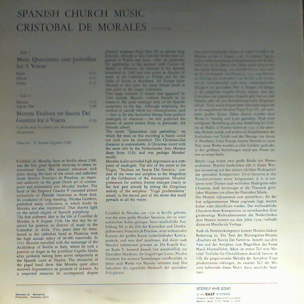 Segarra Ireneu — De Morales Cristobal: Missa quaeramus, Gum Pastoribus, Motette Exaltata est