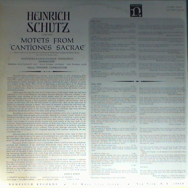Trader Willi — Schutz: Motets from Cantiones Sacrae