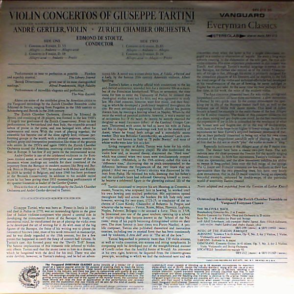 Zurich Chamber Orchestra — Violin Concertos of Giuseppe Tartini vol.1