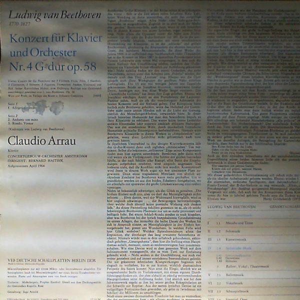 Arrau Claudio — Beethoven - Konzert fur Klavier und Orchester Nr. G-dur op.58