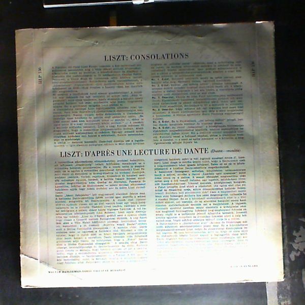 Bacher Mihaly — Liszt - Consolations, D'Apres une Lecture de Dante