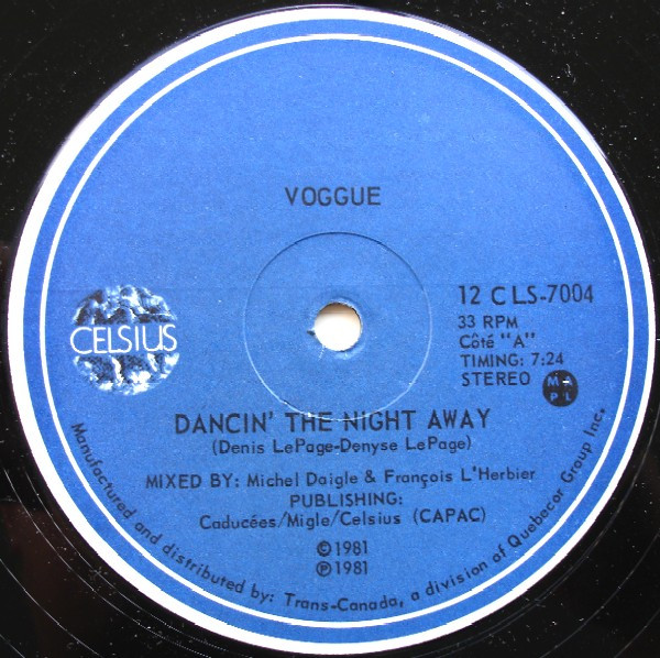 Voggue — Dancin' The Night Away / Roller Boogie