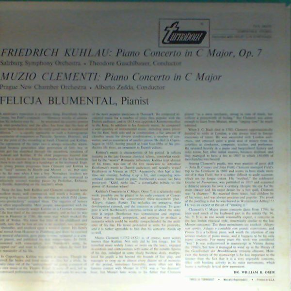 Blumental/Zedda/Guschlbauer — Kuhlau: Piano concerto in C major, op.7/Clementi: piano concerto in c major