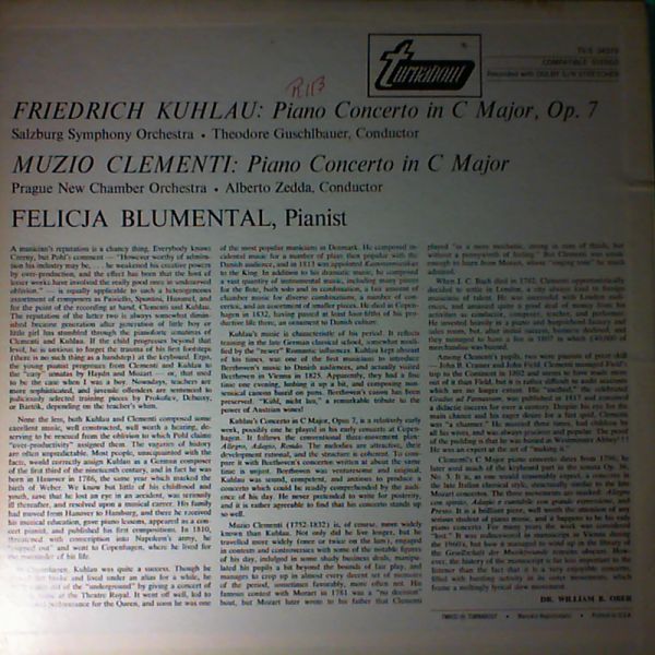 Blumenthal F.(piano) — Kuhlau: Piano Concerto in C-Major, Op.7; Clementi: Piano Concerto in C-Major