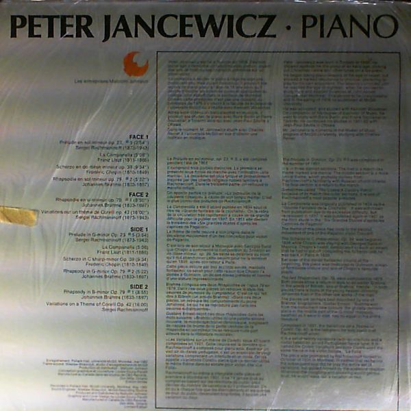 Jancewicz Peter (piano) — Chopin, Liszt, Brahms, Rachmaninoff.