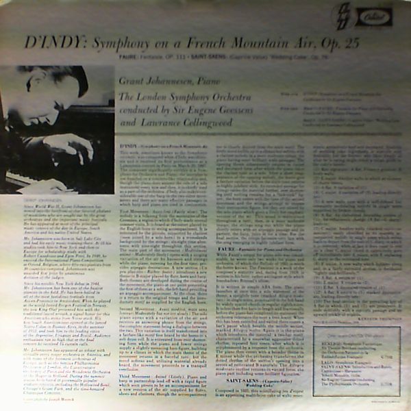Johannesen Grant — D'indy - Symphony on a French Mountain Air, Op.25. Faure - Fantaisie Op.111 / Saint-Saens - Wedding Cake.
