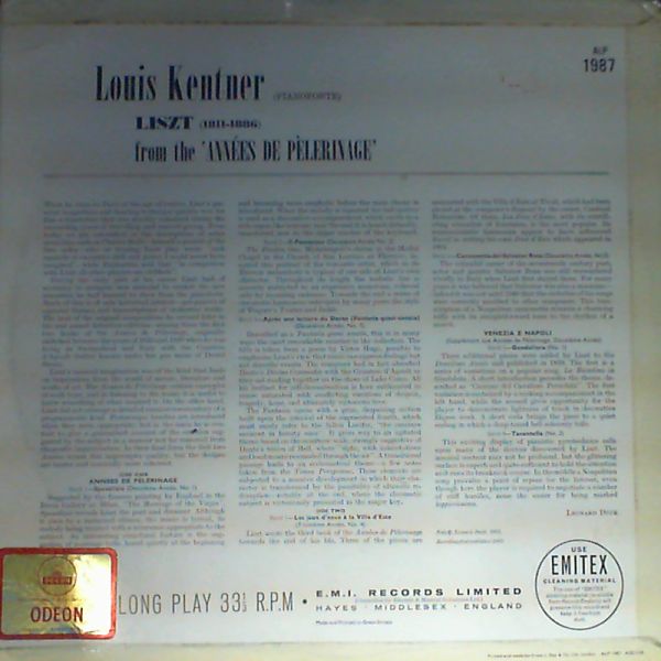 Kentner Louis — Liszt: From the Annees de Pelerinage