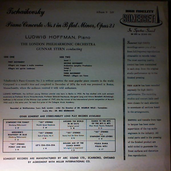 London Philharmonic Orchestra (cond. Stern Gunnar) / Hoffman Ludwig — Tchaikovsky: Concerto For Piano And Orchestra In B-Moll (Чайковский)