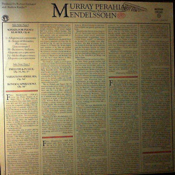 Perahia Murray — Mendelssohn - Sonata, Op. 6, Variations Serieuses, Prelude & Fugue, op. 35, No.1, Rondo Capriccioso