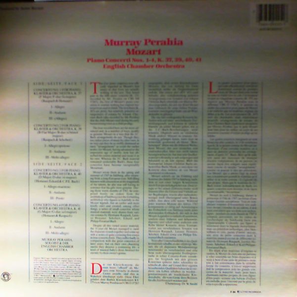 Perahia Murray — Mozart - Piano Concerti No. 1-4, K. 37, 39, 40, 41