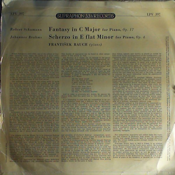 Rauch Frantisek — Shumann: Fantasy in C major for piano / Brahms: Scherzo in E flat minor for piano
