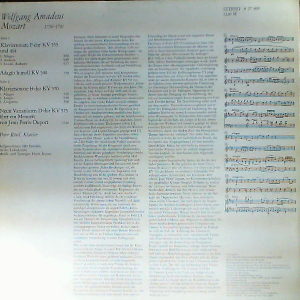 Rosel Peter — Mozart: klaviersonaten, F-dur kv 533 und 494, B-dur kv 570, Adagio h-moll kv 540, Variationen D-dur kv 573