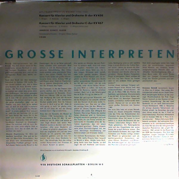 Schmidt Annerose/Staatskapelle Dresden (dir. Suitner O.) — Grosse Interpreten. Mozart - Konzerte fur klavier und orchester in B-dur, in C-dur