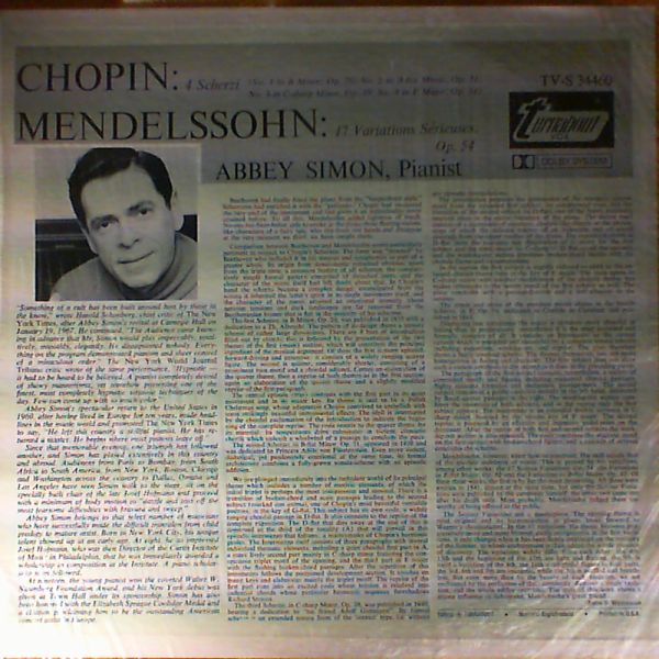 Simon Abbey — Chopin - The 4 Scherzi. Mendelssohn - Variations Serieuses