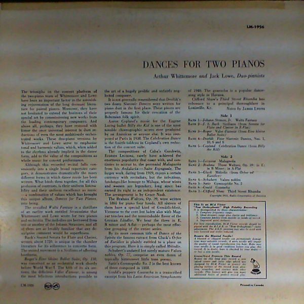 Whittemore Arthur, Lowe Jack — Dances For Two Pianos