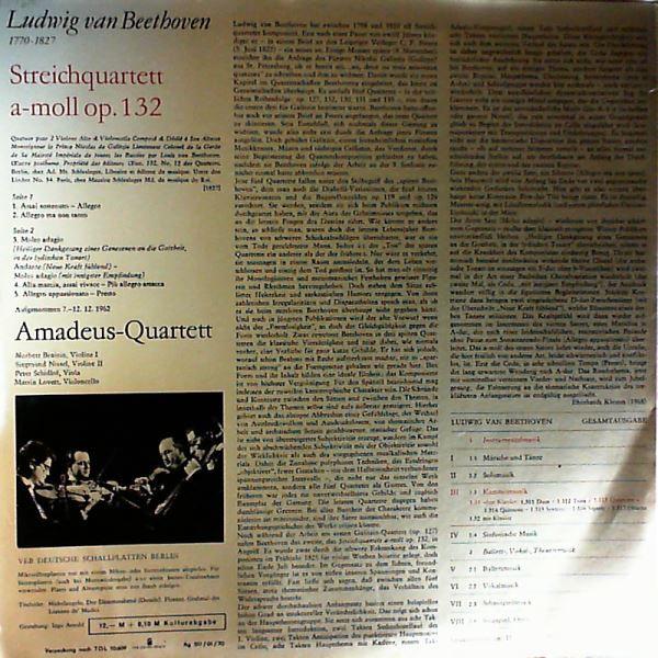 Amadeus-Quartett — Beethoven - Streichquartett in a-moll Op. 132