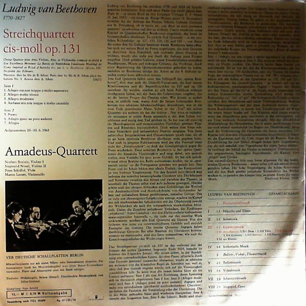 Amadeus-Quartett — Beethoven - Streichquartett in Cis-Moll Op. 131