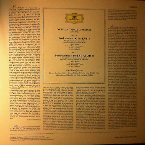 Amadeus-Quartett / Aronowitz C. — Mozart - Streichquintette in C-Dur KV 505 & in C-Moll KV 406 (516b)