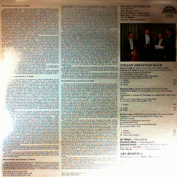ARS Rediviva Orchestra (cond. Munclinger Milan) — Bach J.S. - Concertos in D-moll, in A-dur