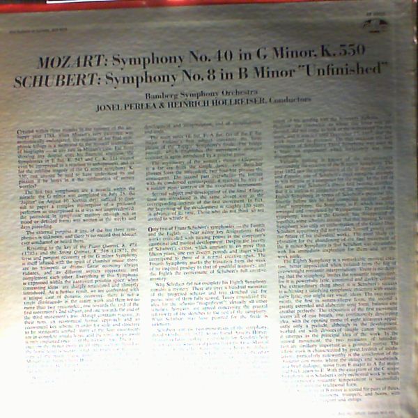 Bamberg Symphony Orchestra (cond. Perlea Jonel / Hollreiser Heinrich) — Mozart - Symphony no. 40 in G-moll, Schubert - Symphony no 8 in B-moll 'Unfinished'