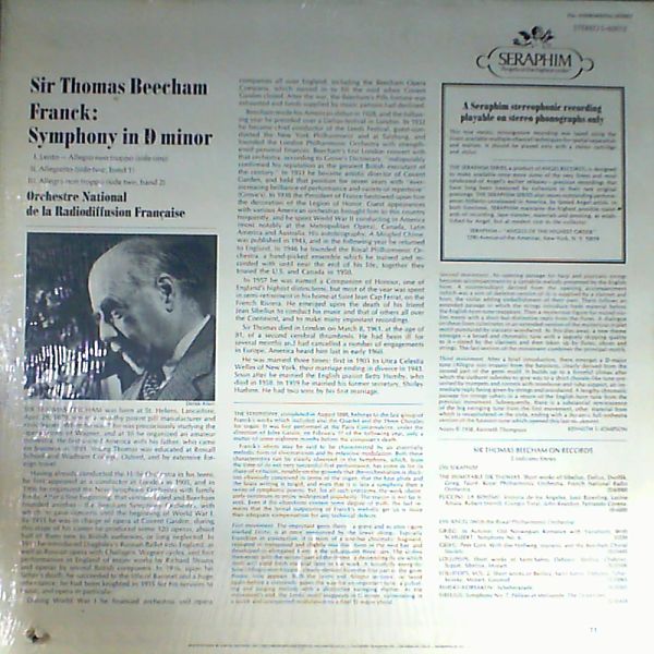 Beecham Sir Thomas — Franck: symphony in D minor