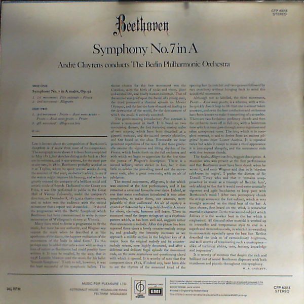 Berlin Philharmonic Orchestra (cond. Furtwangler W.) — Beethoven - Sym. No. 7 in A (con. Cluytens)