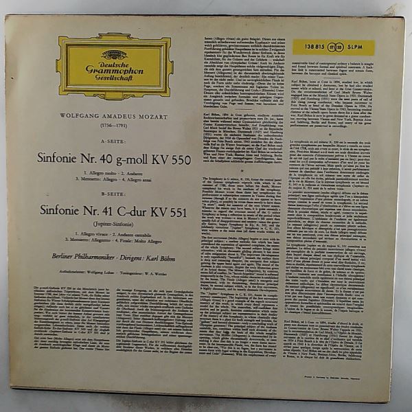 Berliner Philharmoniker (cond. Bohm Karl) — Mozart - Symphonien Nr. 40, 41 "Jupiter"