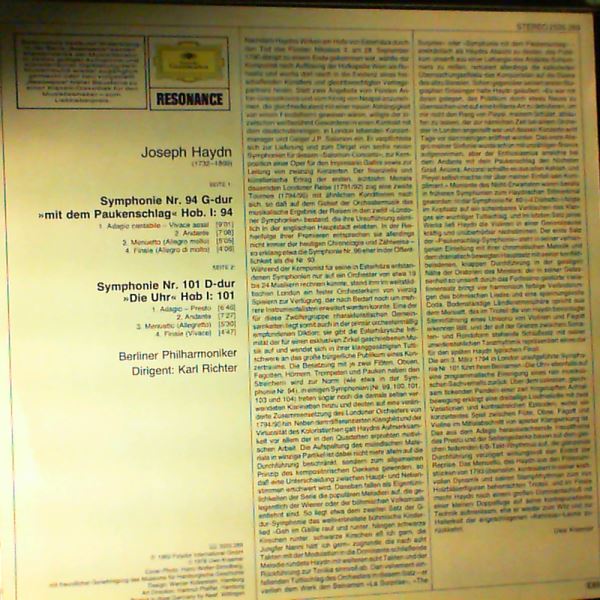 Berliner Philharmoniker (dir. Richter K.) — Haydn - Symphonien Nr.94 "Mit Dem Paukenschlag" Und Nr.101 "Die Uhr"
