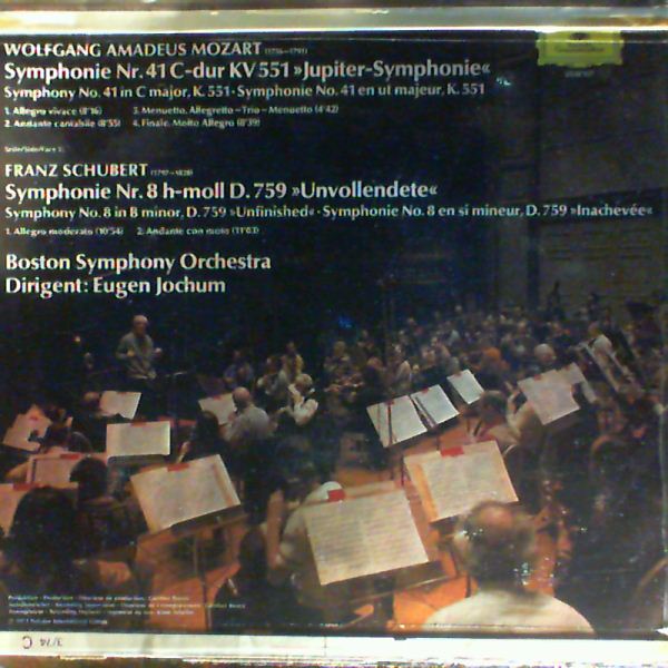 Boston Symphony Orchestra (cond. Jochum Eugen) — Mozart - Symphonie nr. 41 in C-dur KV 551 'Jupiter', Schubert - Symphonie nr. 8 in h-moll D. 759 'Unfinished'