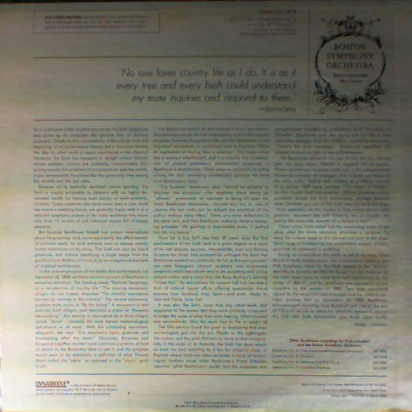 Boston Symphony Orchestra (cond. Leinsdorf E.) — Beethoven - Symphony No.6 In F, Op.68 ("Pastoral")