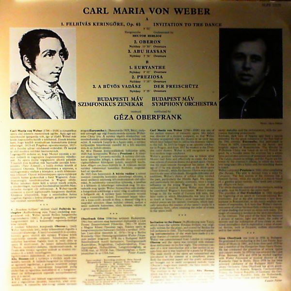 Budapest Mav Symphony Orchestra (cond. Oberfrank Geza) — Weber Overtures: Invitation To The Dance, Oberon, Abu Hassan, Euryanthe, Preziosa, Der Freischutz