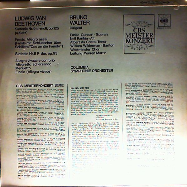 Columbia Symphony Orchestra/New York Philharmonic/Orchestra "Columbia" (cond. Walter Bruno) — Beethoven - Symphonies nos. 1 - 9