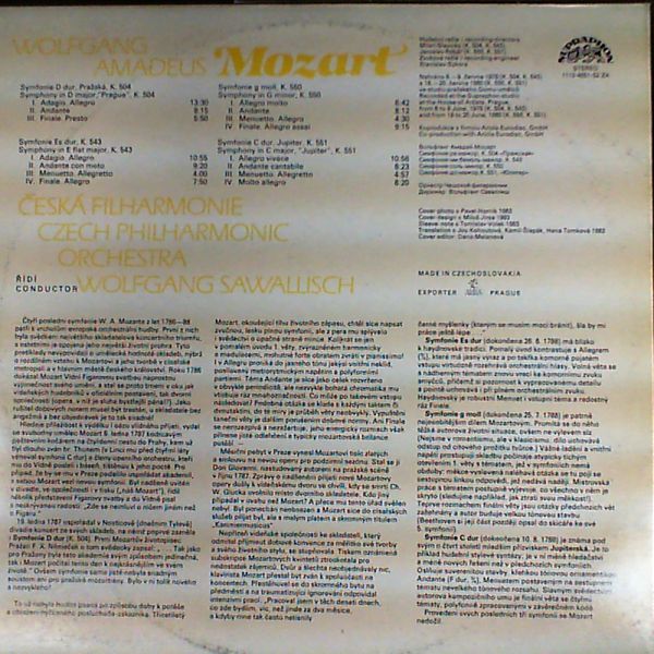 Czech philharmonic orchestra — Mozart - Sym. Nos. 38-41 "Prague", "Jupiter" (con. Sawallisch)