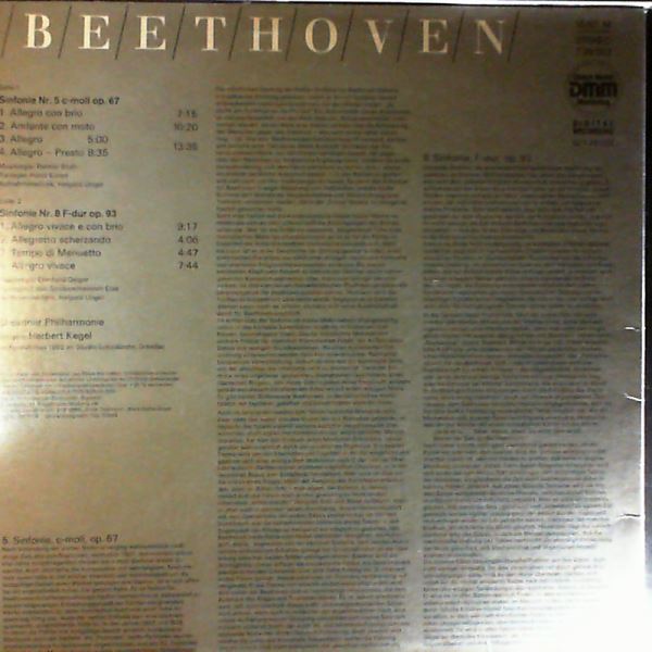 Dresdner Philharmonie (dir. Kegel H.) — Beethoven - Sinfonie Nr. 5 in C-moll Op. 67; Sinfonie Nr. 8 in F-dur Op. 93