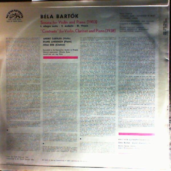 Gertler A./Andersen D. — Bartok Bela - Sonata for violin and piano "Unpublished", "Contrasts" for violin, clarinet and piano