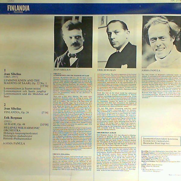 Helsinki Philarmonic Ochestra — Sibelius - Lemminkainen, Finlandia; Bergman - Aubade (con. Panula)