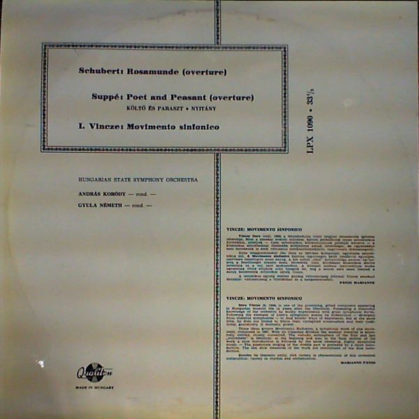 Hungarian State Orchestra — Schubert / Suppe / Vincze