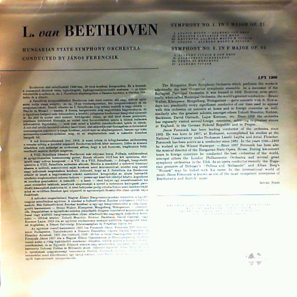 Hungarian State Orchestra (cond. Ferencsik J.) — Beethoven - Symphonies no. 1 in C-dur op. 21, no. 8 in F-dur op. 93