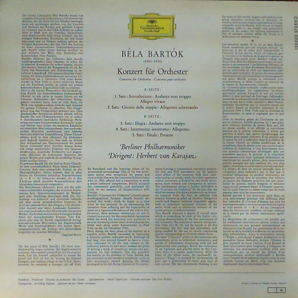 Karajan Von Herbert — Bartok: concerto for orchestra