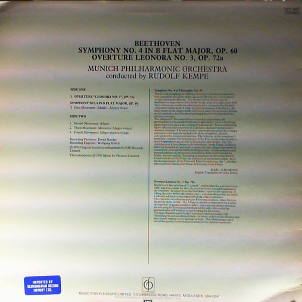 Kempe Rudolf (dir.) — Beethoven - Symphony No.4. Overture Leonora No.3