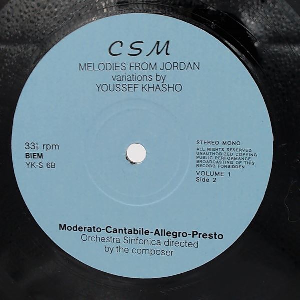 Khasho Youssef / Symphony Orchestra — Melodies From Jordan - Variations By Khasho Youssef