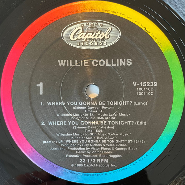 Willie Collins — Where You Gonna Be Tonight ?