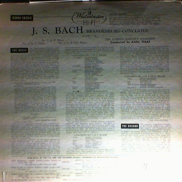 London Baroque Ensemble (cond. Haas Karl) — Bach - Brandenburg concertos vol. 1: no. 1, no. 2, no. 6