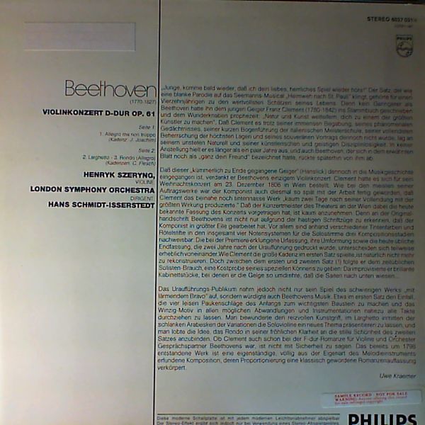 London Symphony Orchestra — Beethoven L. - Violinkonzert D-dur (Szeryng H. - violin, dir. Schmidt-Isserstedt H.)