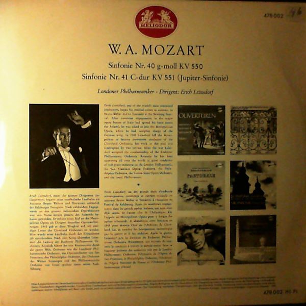 Londoner Philharmoniker (dir. Leinsdorf E.) — Mozart - Sinfornie Nr. 40 in g-moll KV550, Sinforie Nr. 41 in D-dur KV 551 (Jupiter-Sinfonie)