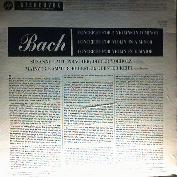 Mainz Chamber Orchestra (cond. Kehr G.) — Bach - Violin Concerti