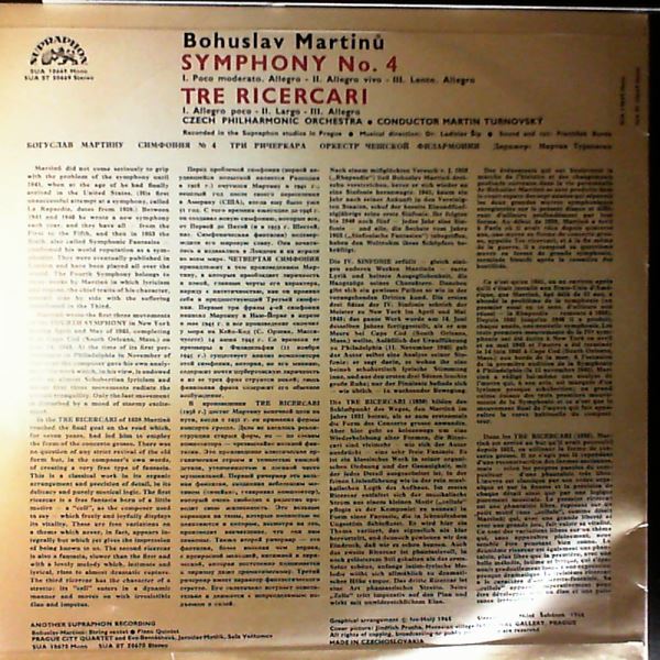 Martinu B. — Sym. No. 4 tre ricercari